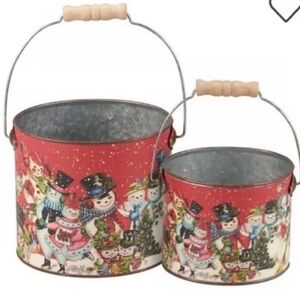 New Retro Snowmen Snowman Bucket Set